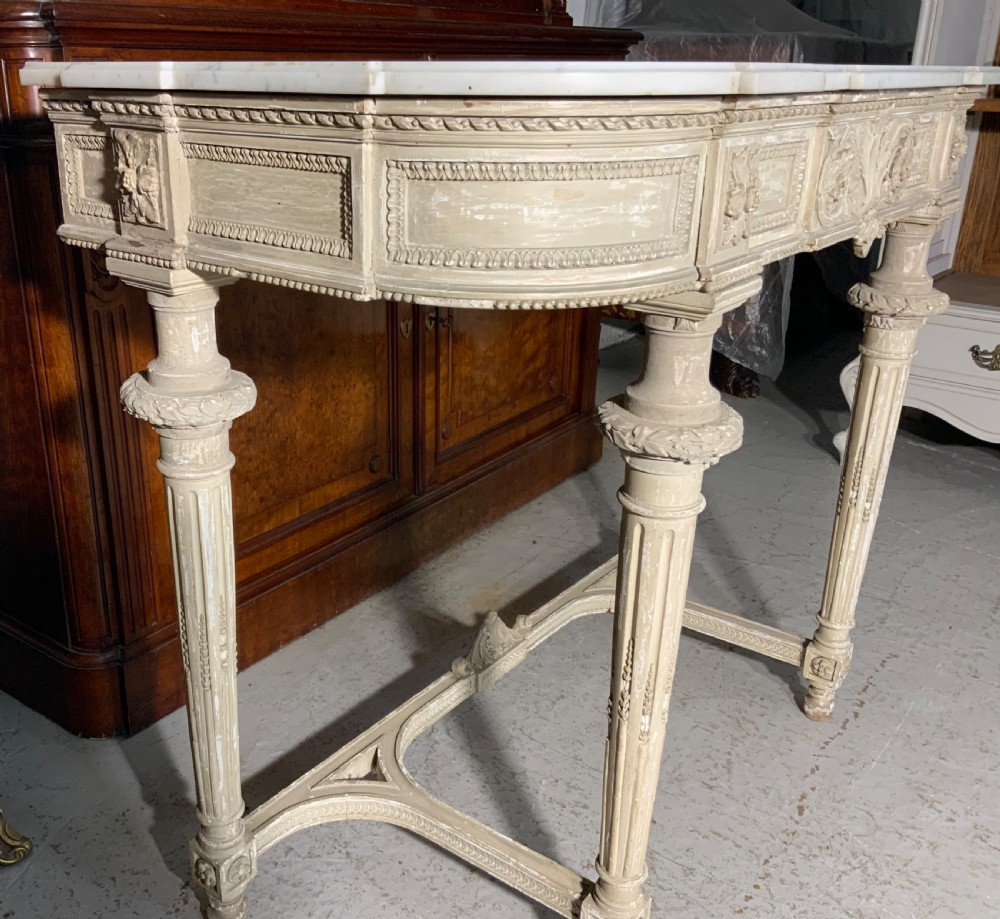 19th CENTURY FRENCH MARBLE TOPPED CONSOLE IN ORIGINAL PAINT  View VII
