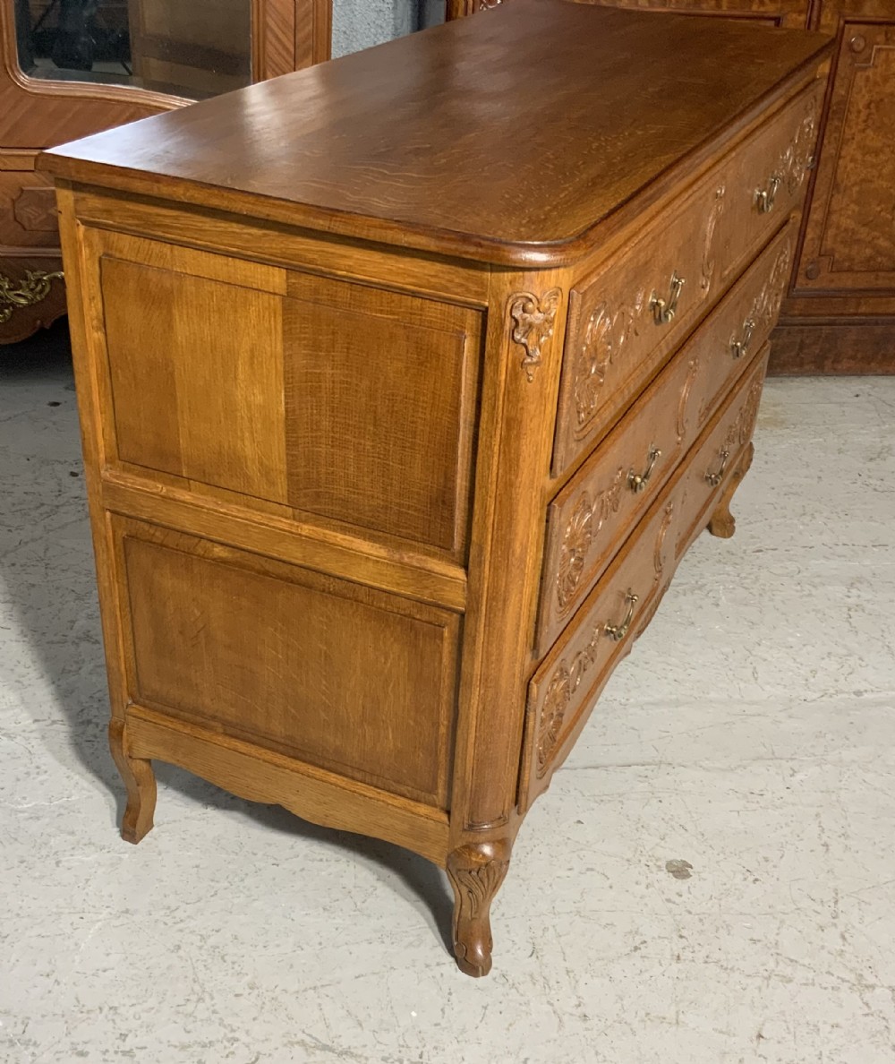 CARVED OAK FRENCH CHEST OF DRAWERS  View V