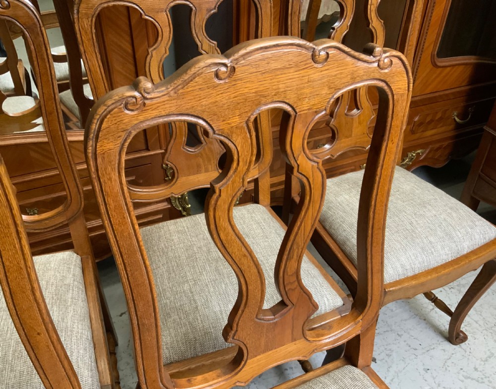 SET OF SIX FRENCH CARVED OAK DINING CHAIRS  View II