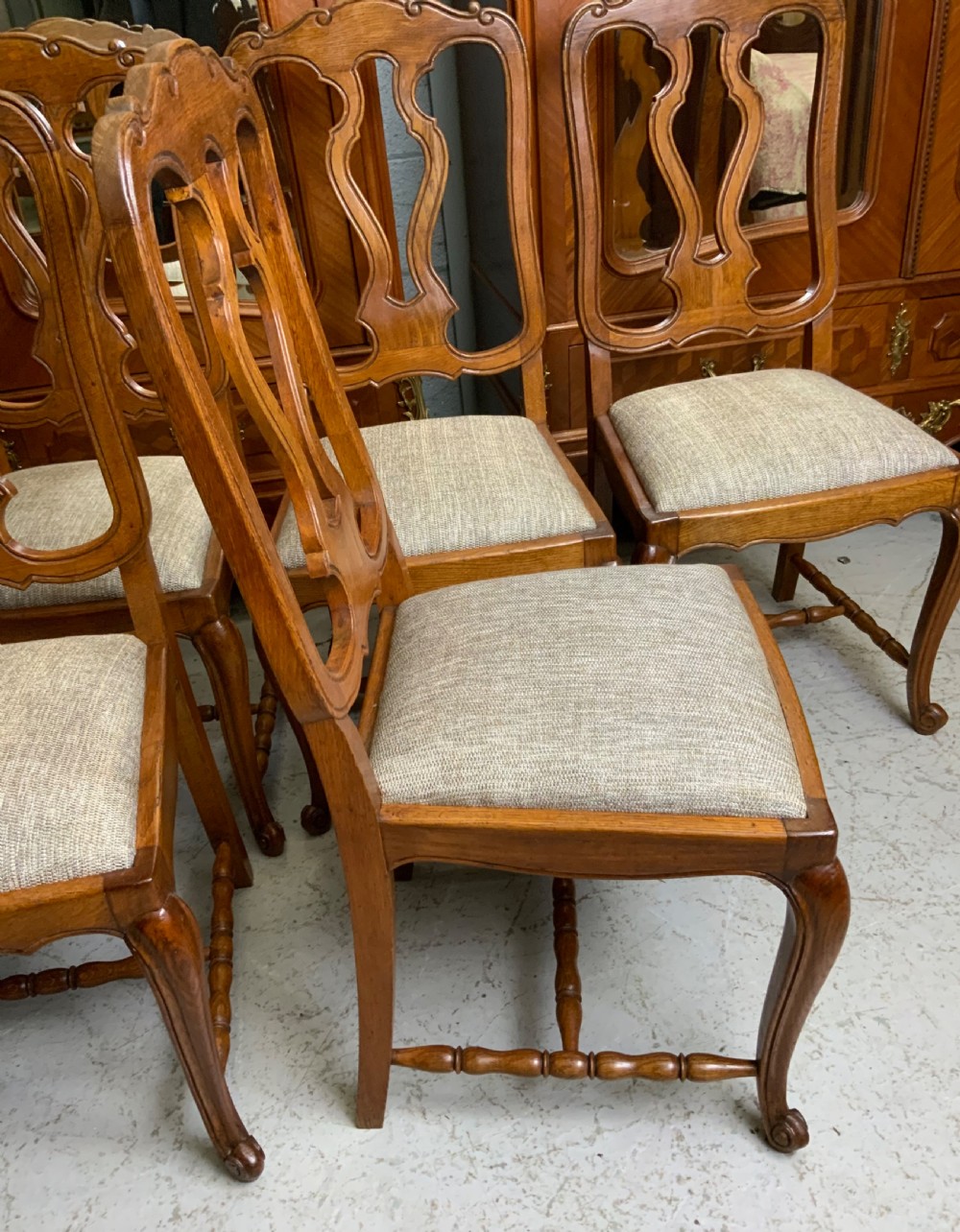 SET OF SIX FRENCH CARVED OAK DINING CHAIRS  View IV