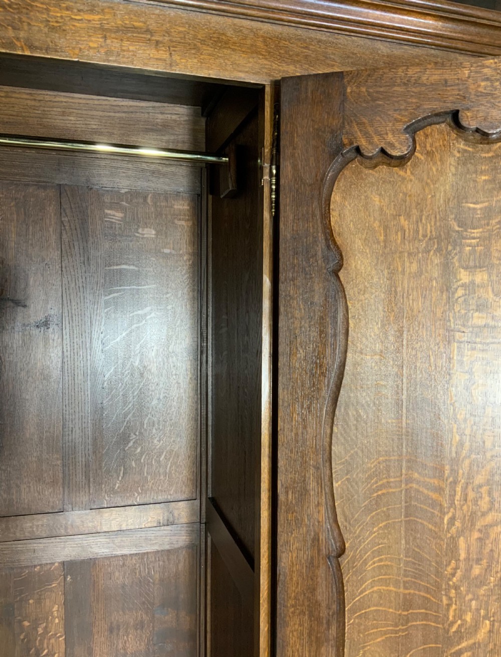 CARVED OAK TRIPLE ARMOIRE  View IV
