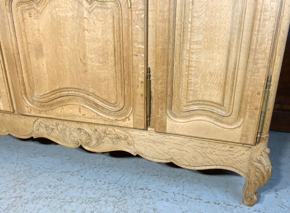 CARVED FRENCH BLEACHED OAK ARMOIRE  View VI