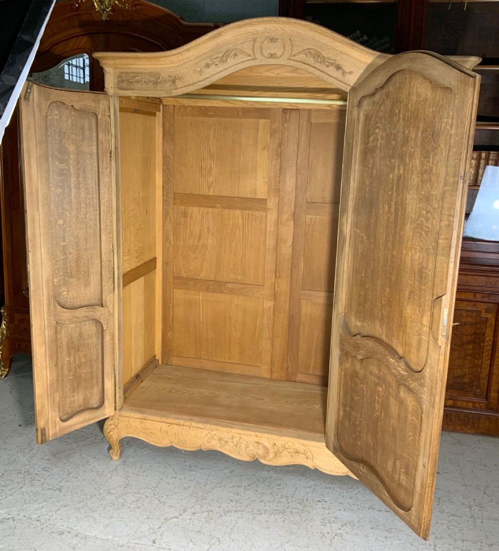 CARVED FRENCH BLEACHED OAK ARMOIRE  View VII