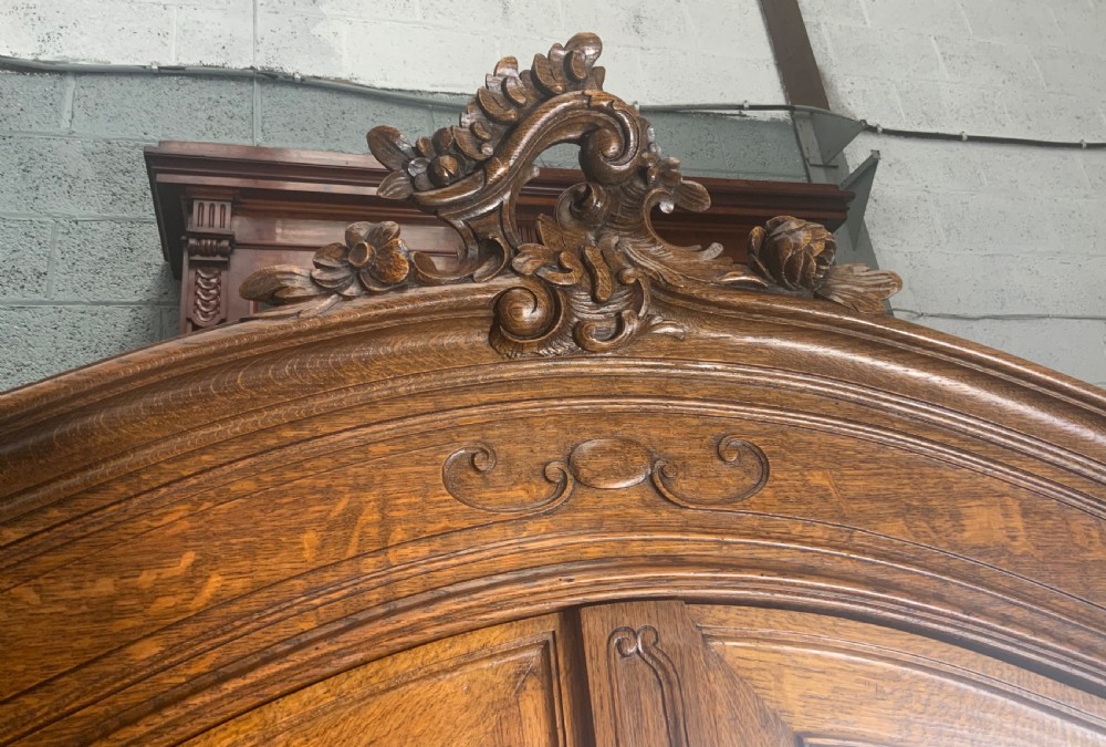 LARGE CARVED OAK FRENCH ARMOIRE  View II