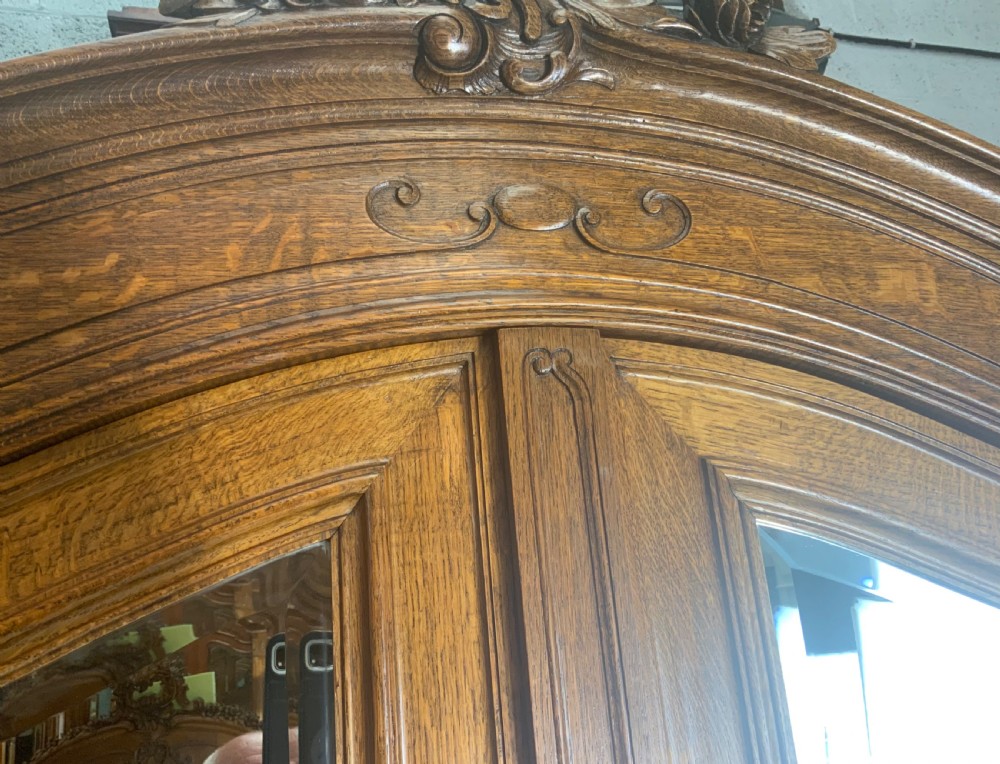 LARGE CARVED OAK FRENCH ARMOIRE  View III