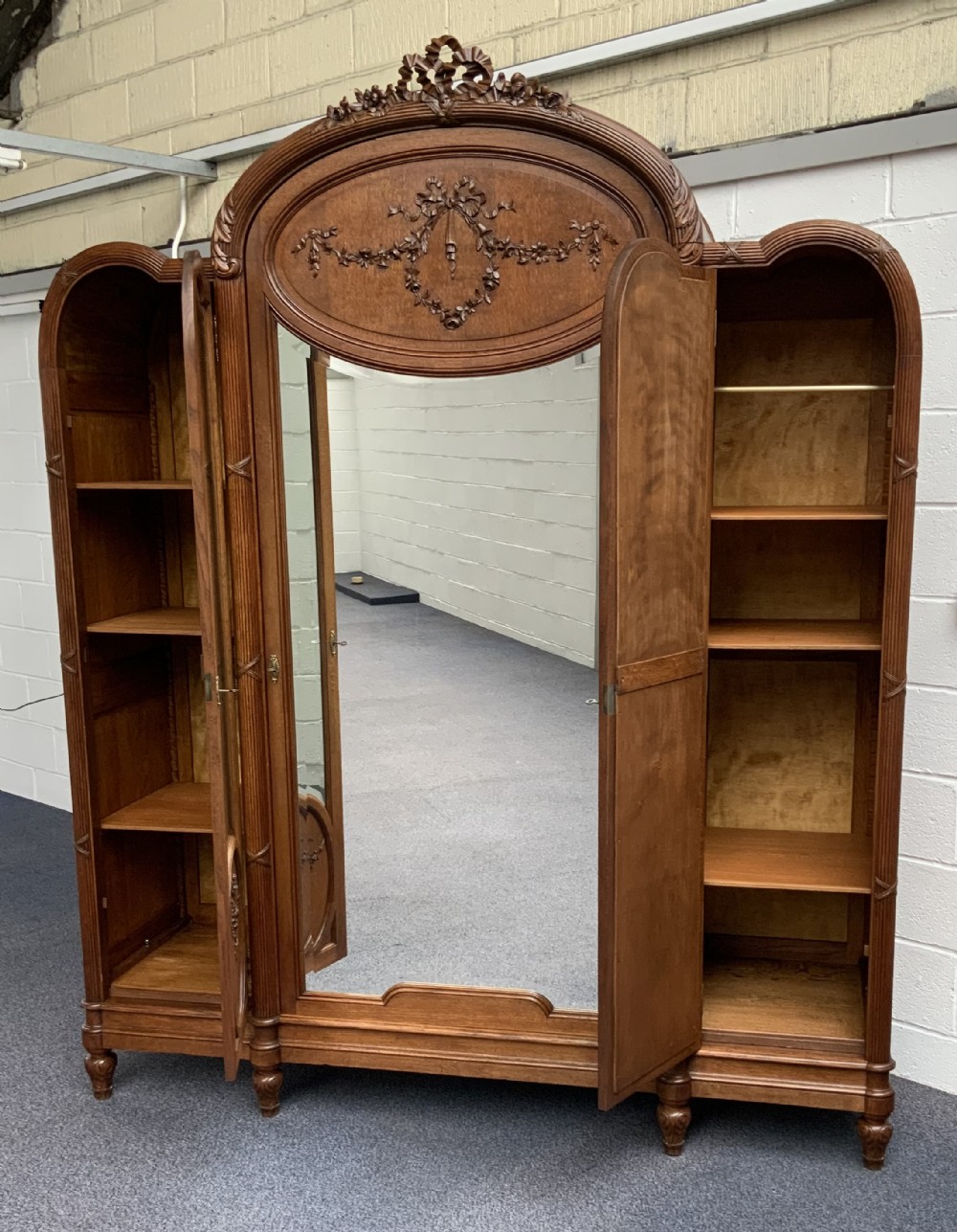 STUNNING CARVED OAK FRENCH ART DECO ARMOIRE  View VI
