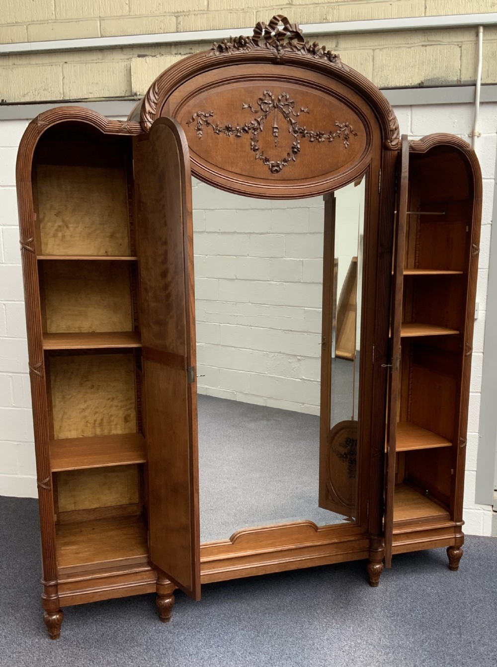 STUNNING CARVED OAK FRENCH ART DECO ARMOIRE  View VII