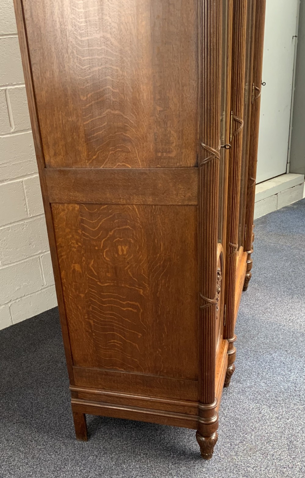 STUNNING CARVED OAK FRENCH ART DECO ARMOIRE  View X