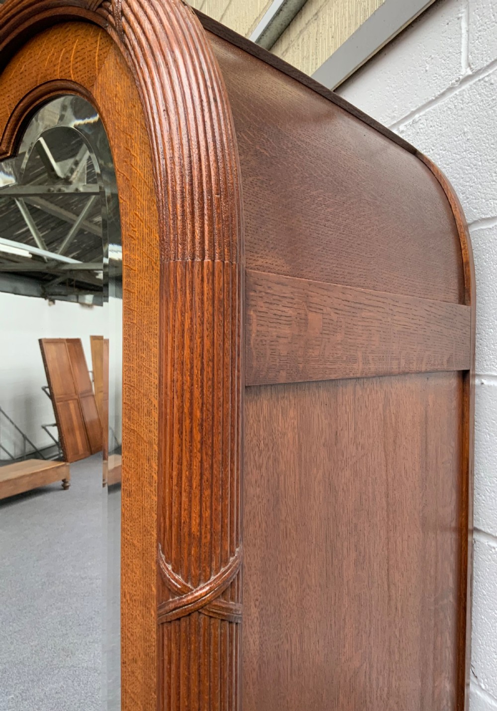 STUNNING CARVED OAK FRENCH ART DECO ARMOIRE  View XII