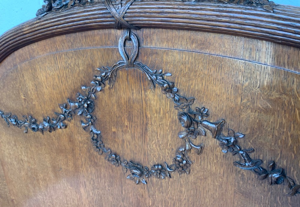CARVED OAK FRENCH ART DECO KING SIZE BED View V