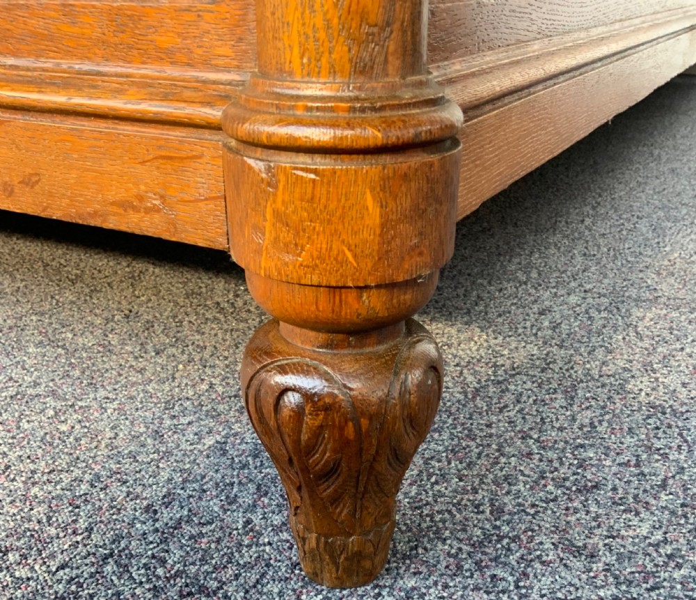 CARVED OAK FRENCH ART DECO KING SIZE BED View IX