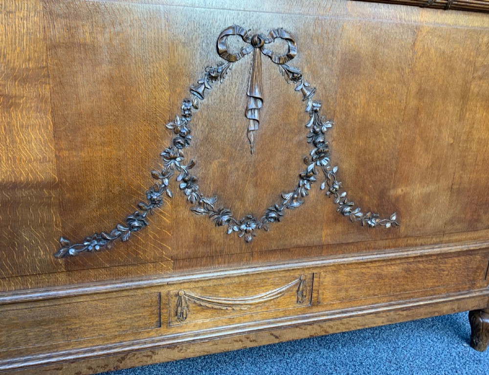 CARVED OAK FRENCH ART DECO KING SIZE BED View XI