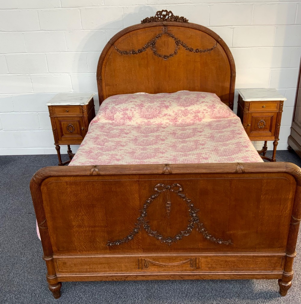CARVED OAK FRENCH ART DECO KING SIZE BED View XIV