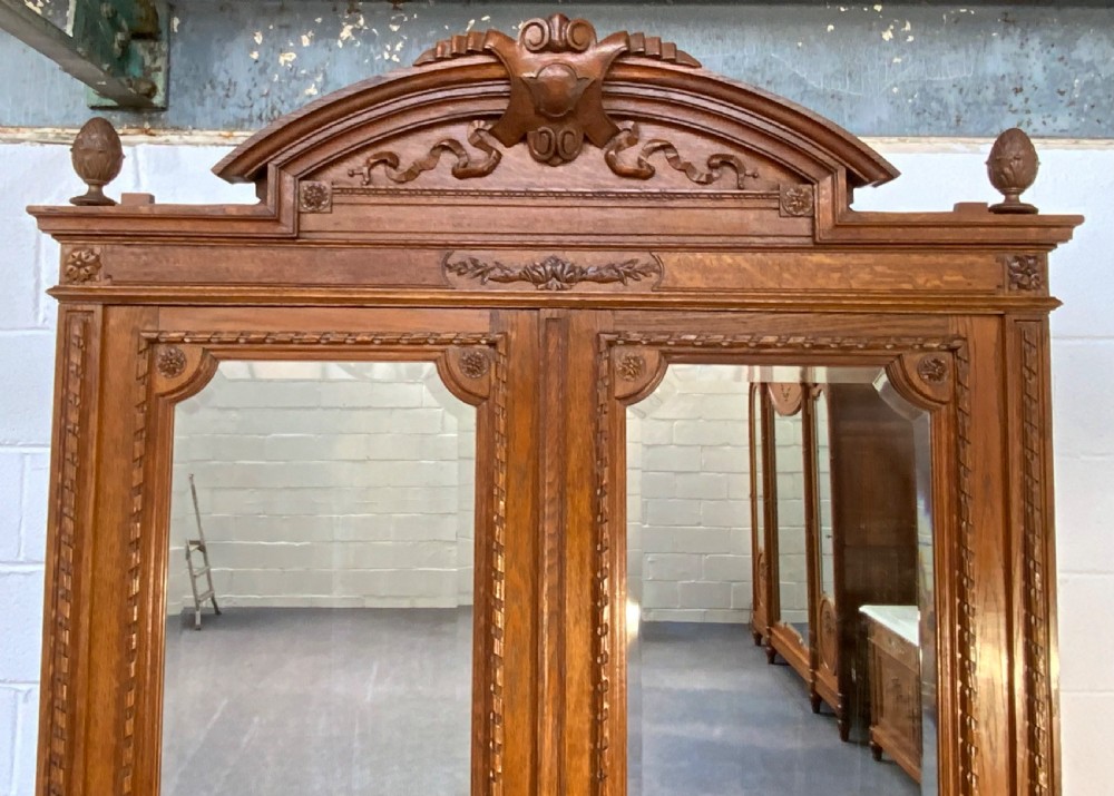 CARVED OAK FRENCH DOUBLE ARMOIRE  View II