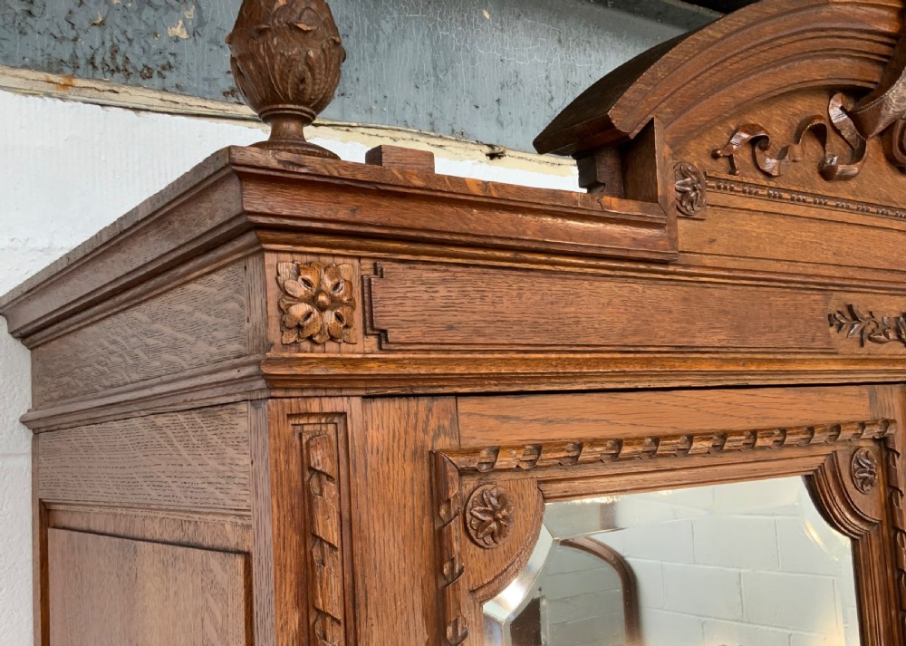 CARVED OAK FRENCH DOUBLE ARMOIRE  View VIII