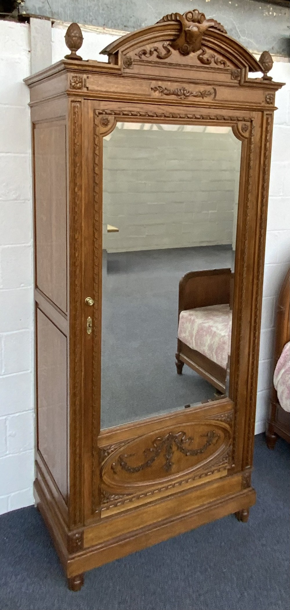 CARVED OAK FRENCH SINGLE ARMOIRE  View VI