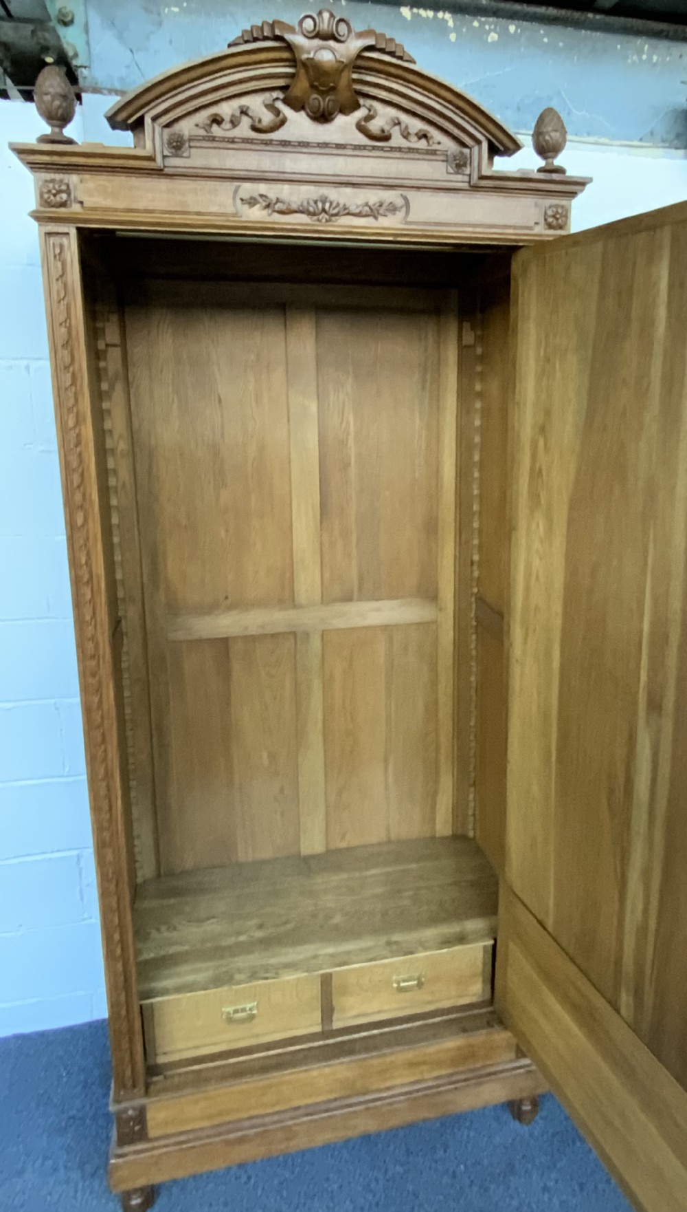CARVED OAK FRENCH SINGLE ARMOIRE  View IX