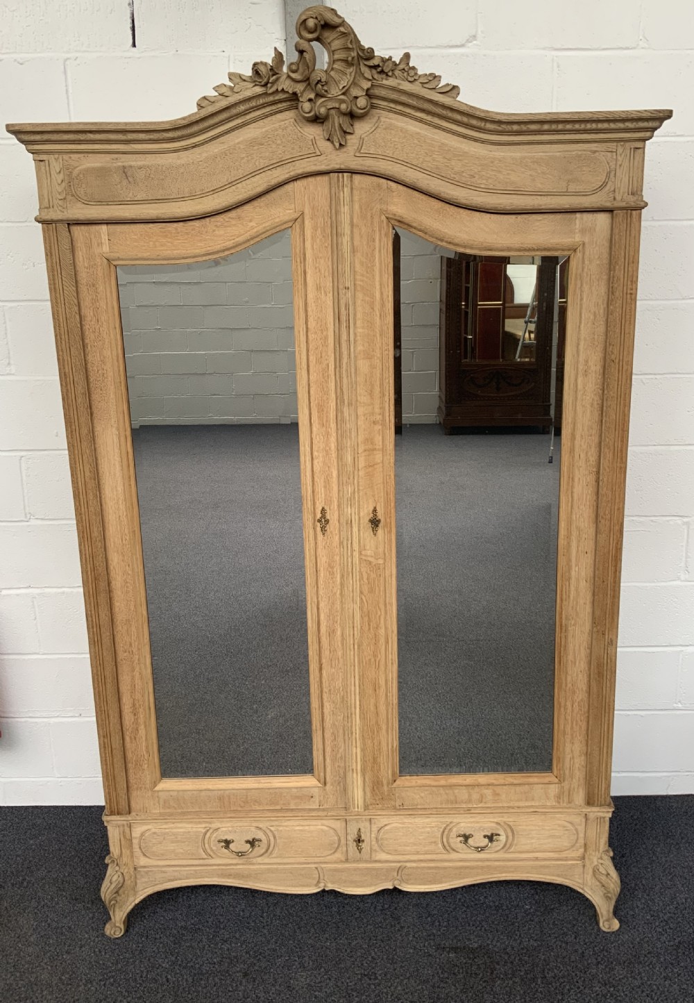 BLEACHED OAK FRENCH ARMOIRE 