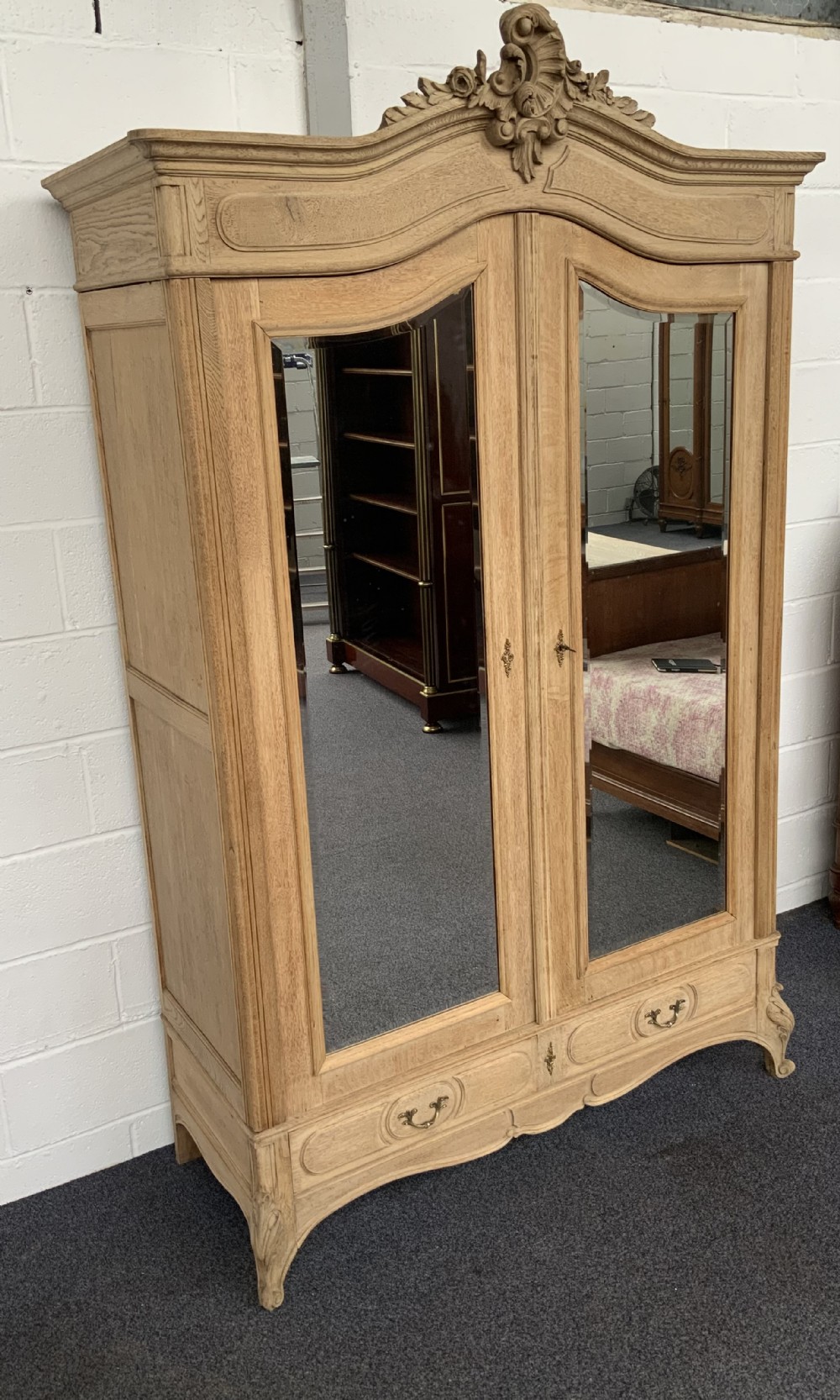 BLEACHED OAK FRENCH ARMOIRE  View V
