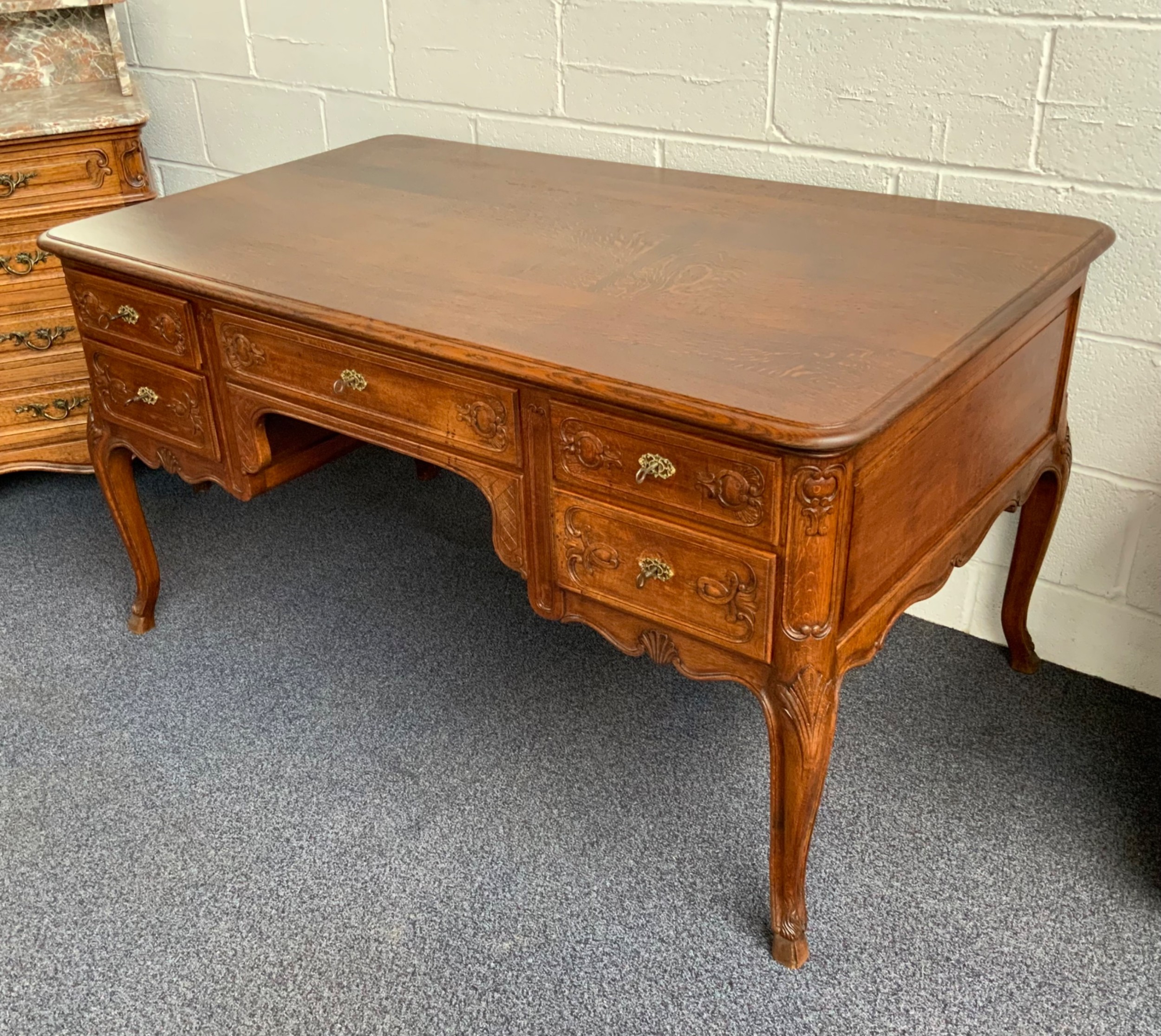 CARVED OAK FRENCH DESK View II