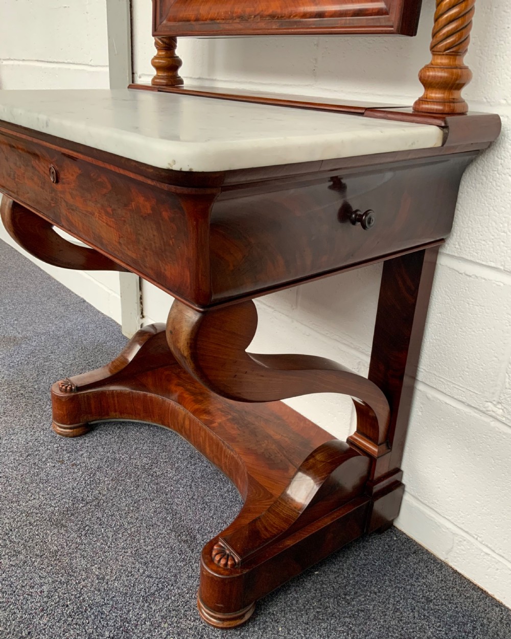 UNUSUAL FRENCH MAHOGANY CONSOLE View V