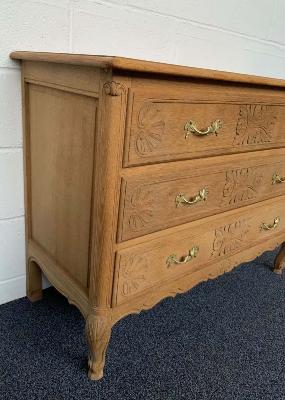 CARVED OAK FRENCH BLEACHED CHEST OF DRAWERS View V