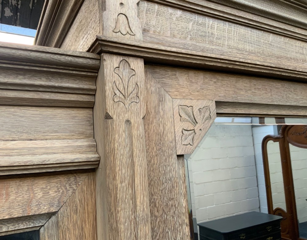 LARGE FRENCH TRIPLE BLEACHED OAK ARMOIRE  View V