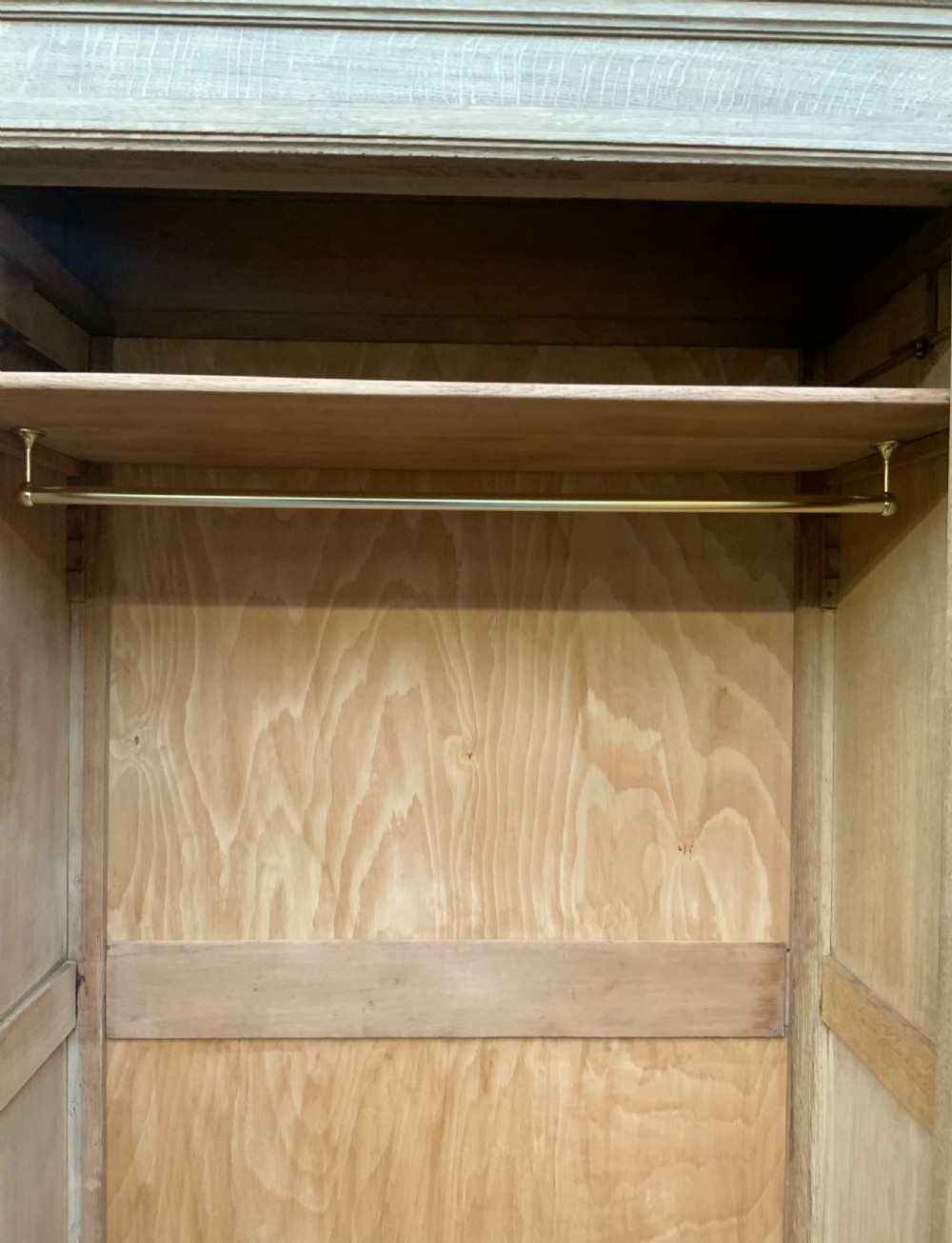 LARGE FRENCH TRIPLE BLEACHED OAK ARMOIRE  View XIV