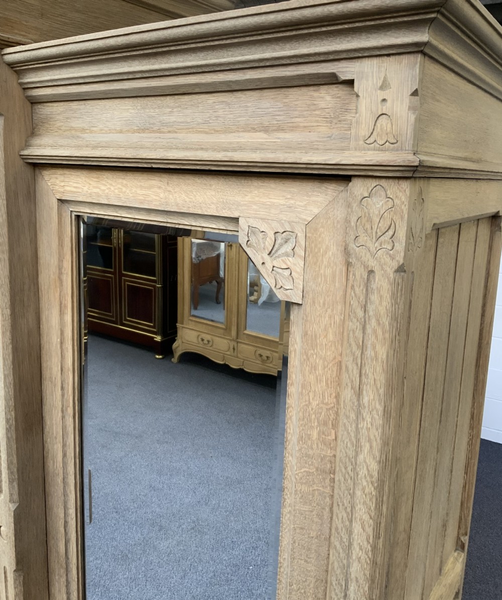LARGE FRENCH TRIPLE BLEACHED OAK ARMOIRE  View II