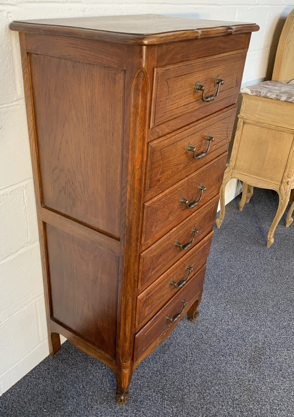 TALL OAK FRENCH CHEST OF DRAWERS View III