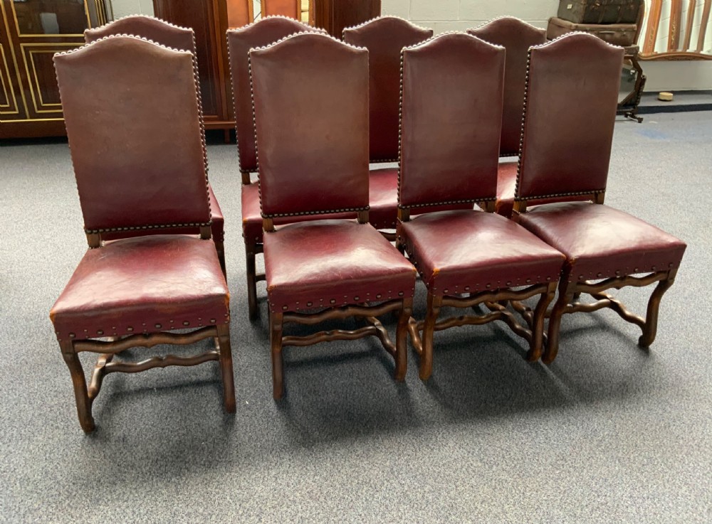 SET OF 8 LEATHER FRENCH DINING CHAIRS 