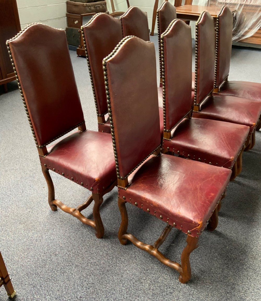 SET OF 8 LEATHER FRENCH DINING CHAIRS  View V