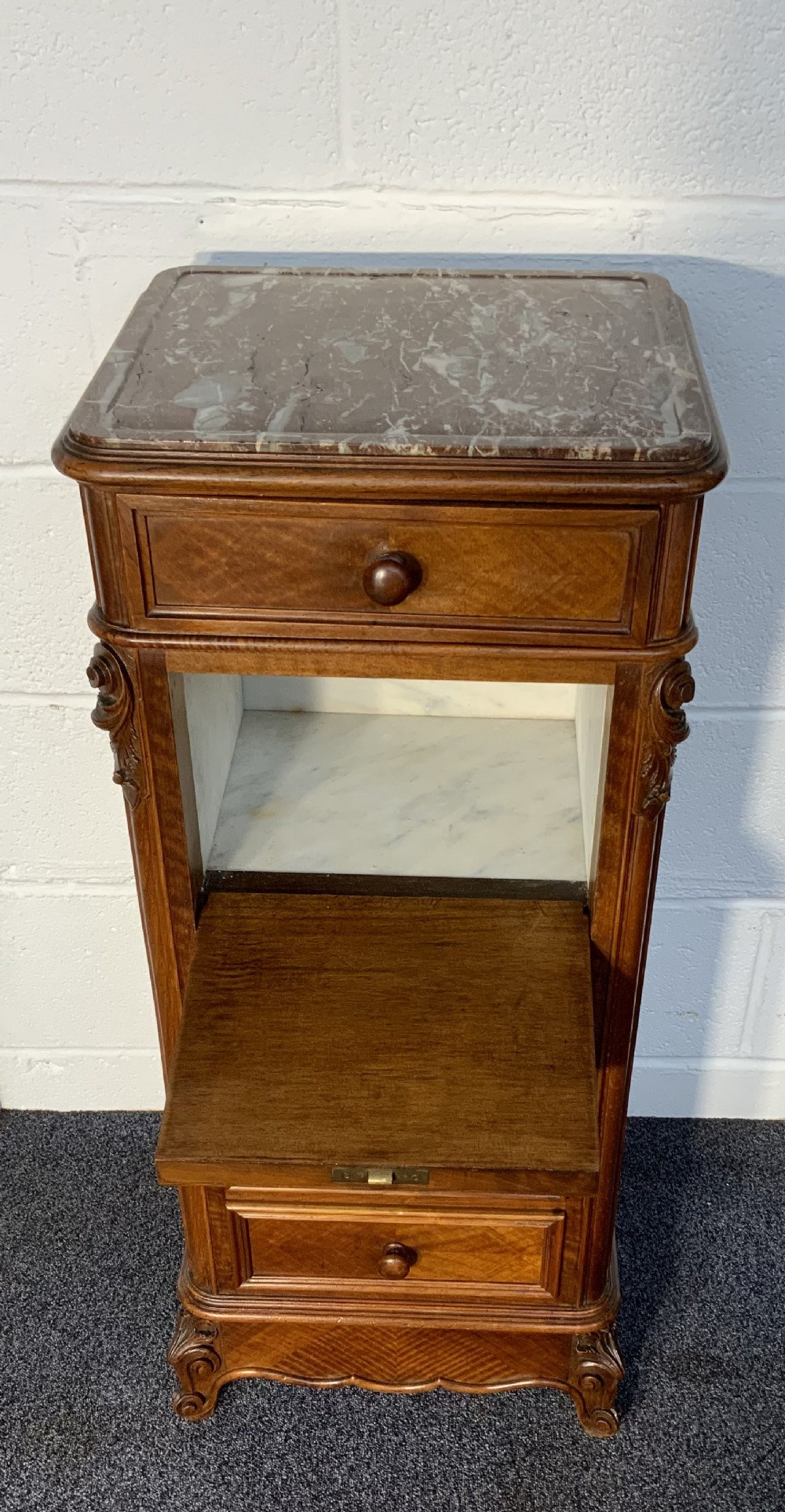 TALL WALNUT FRENCH BEDSIDE CABINET View II