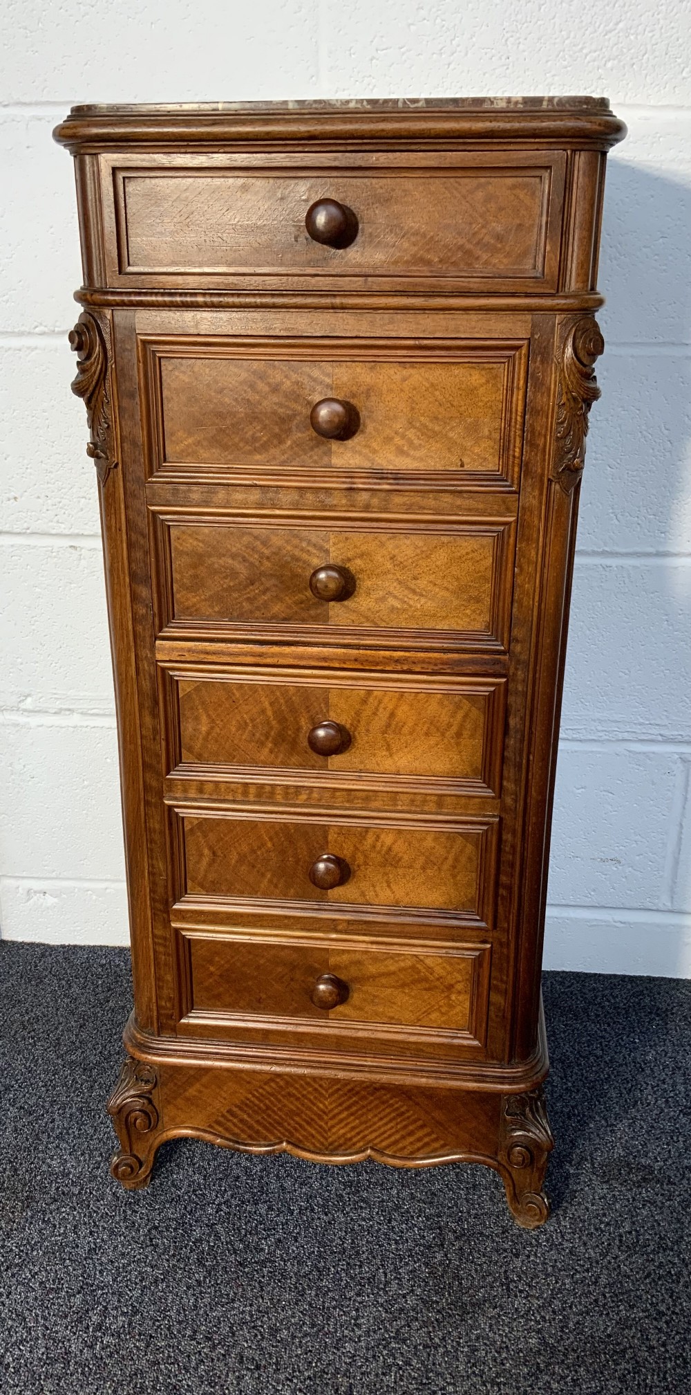 TALL WALNUT FRENCH BEDSIDE CABINET View III