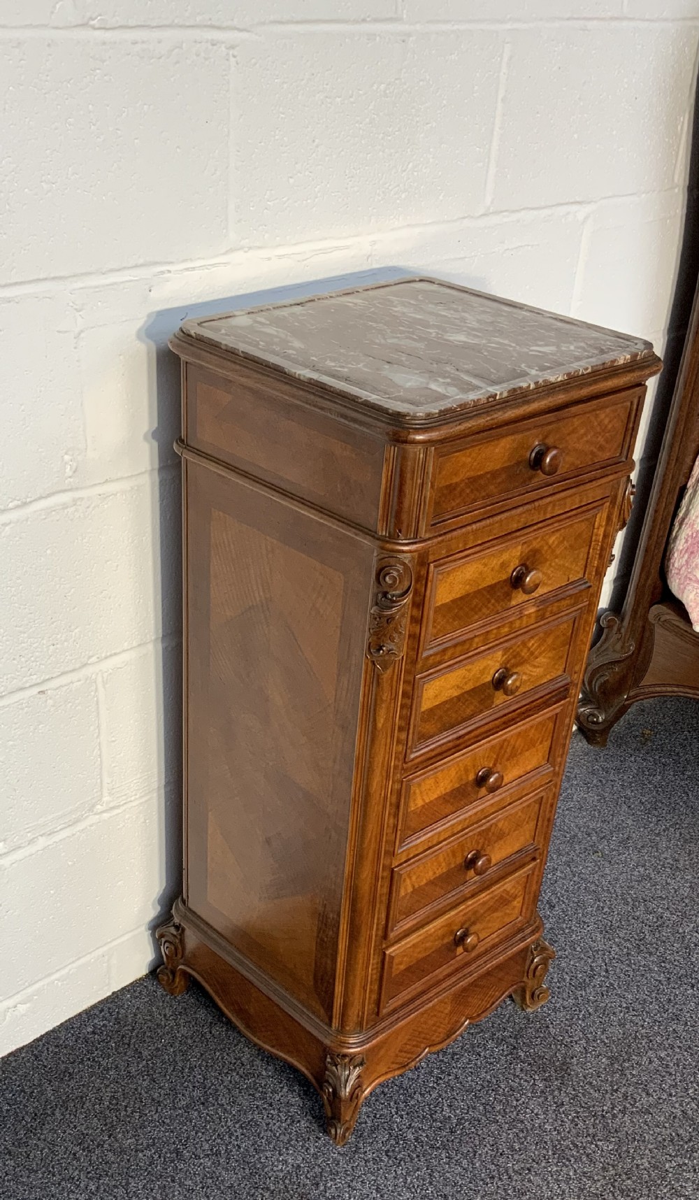 TALL WALNUT FRENCH BEDSIDE CABINET View IV