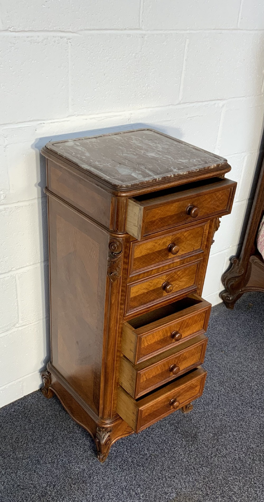 TALL WALNUT FRENCH BEDSIDE CABINET View V