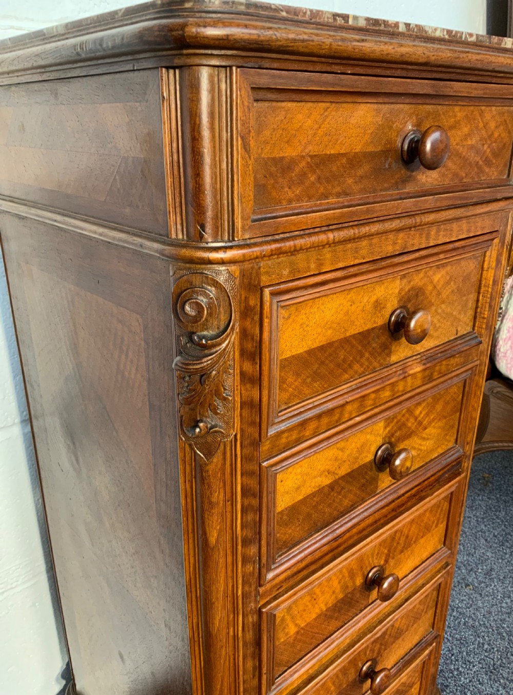 TALL WALNUT FRENCH BEDSIDE CABINET View VII