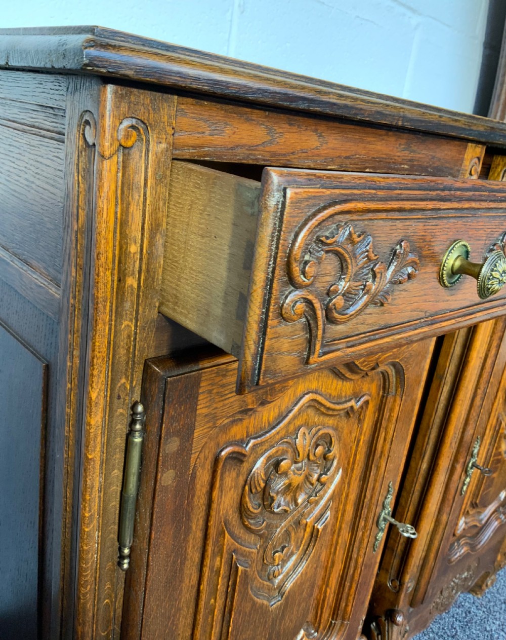 PAIR OF OAK CARVED BEDSIDE CABINETS  View VII