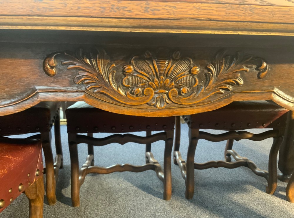 LARGE FRENCH OAK DRAW LEAF TABLE  View X