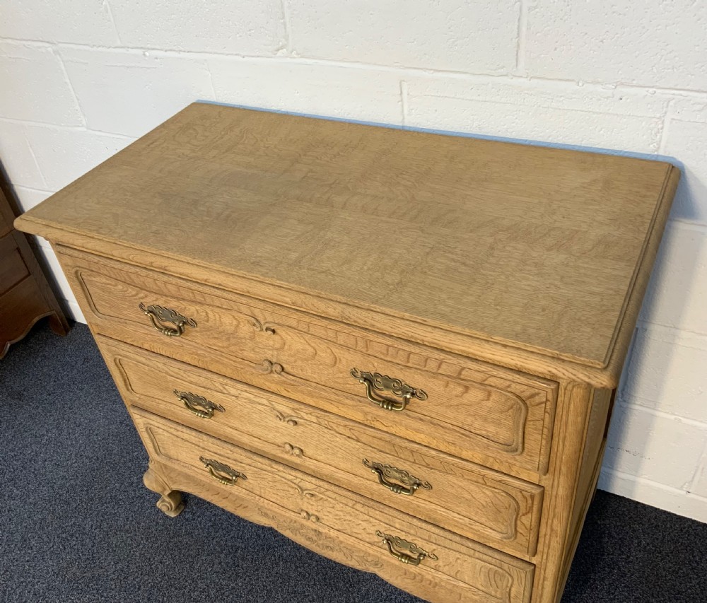 CARVED FRENCH BLEACHED OAK CHEST OF DRAWERS  View VI