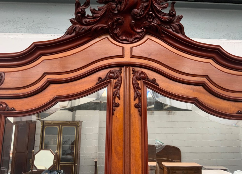 FRENCH MAHOGANY DOUBLE ARMOIRE  View II