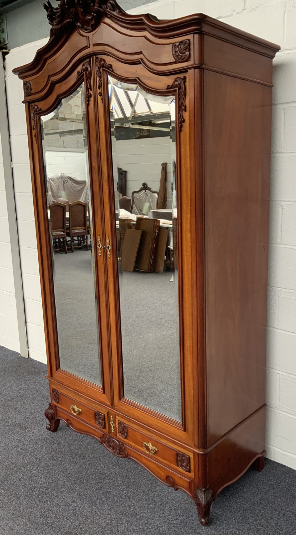 FRENCH MAHOGANY DOUBLE ARMOIRE  View V
