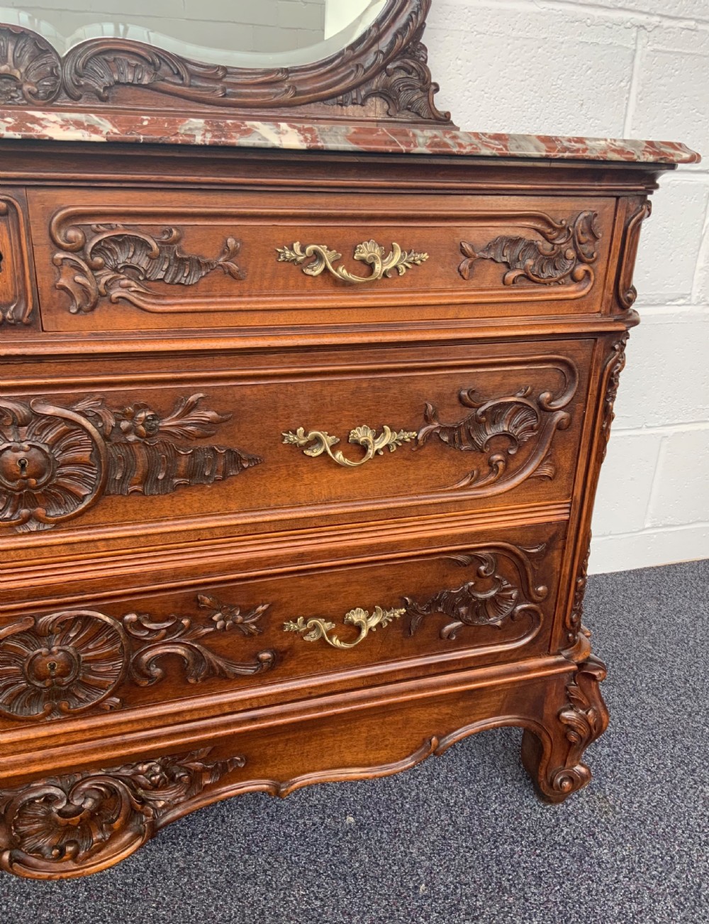ORNATELY CARVED FRENCH WALNUT DRESSING TABLE  View XI