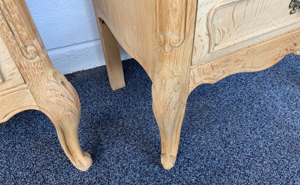 PAIR OF BLEACHED OAK FRENCH BEDSIDE CABINETS  View V