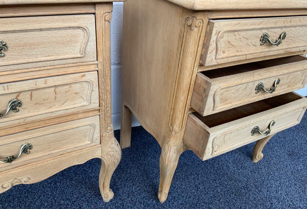 PAIR OF BLEACHED OAK FRENCH BEDSIDE CABINETS  View VI