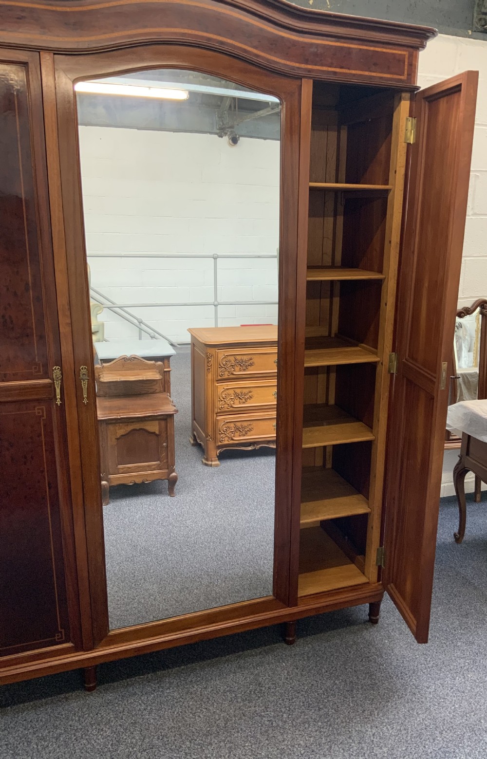 MAHOGANY INLAND TRIPLE FRENCH ARMOIRE  View X
