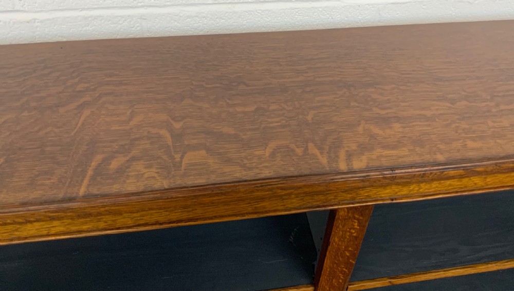LARGE 9FT WIDE OAK OPEN BOOKCASE View VII