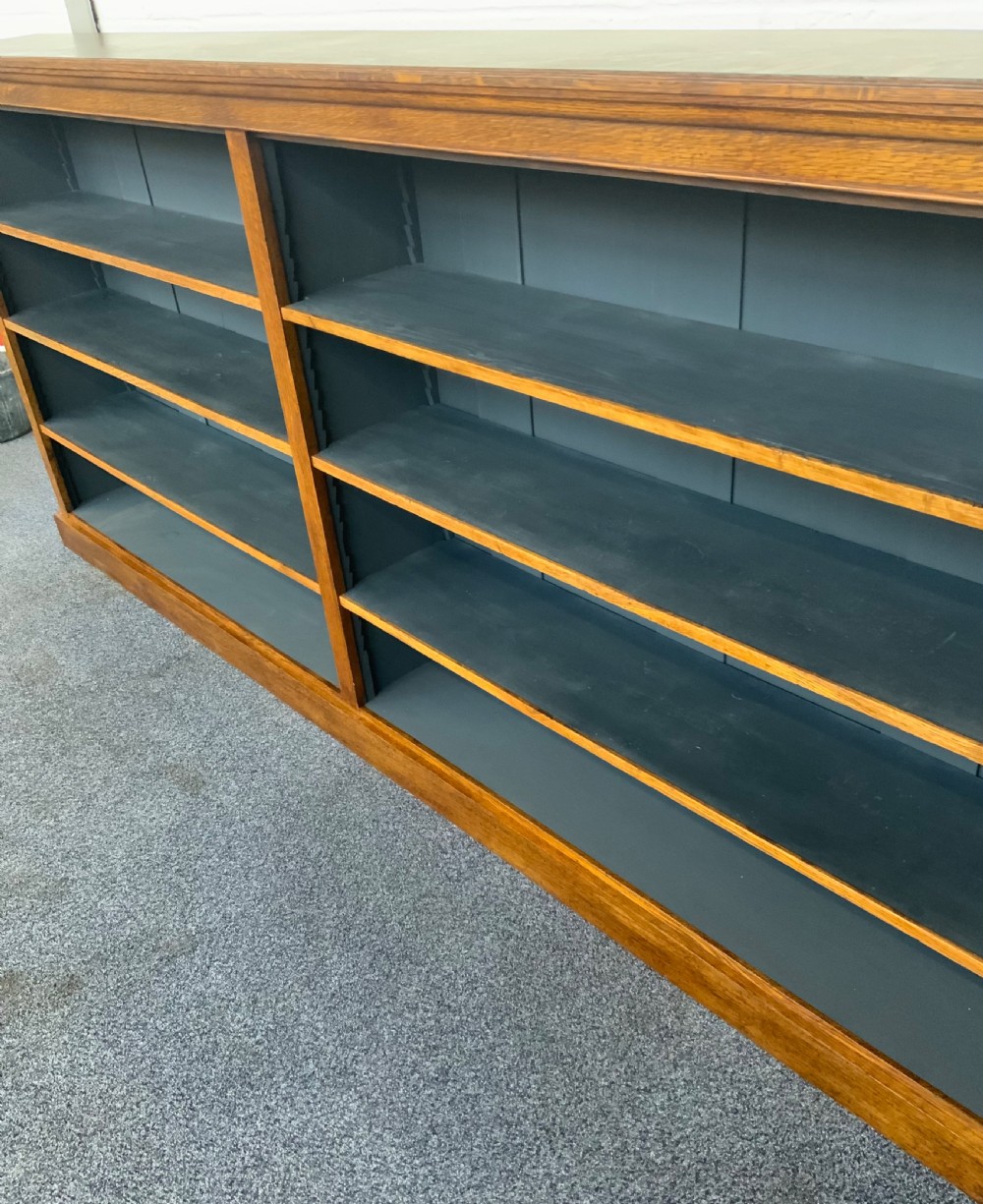LARGE 9FT WIDE OAK OPEN BOOKCASE View IX