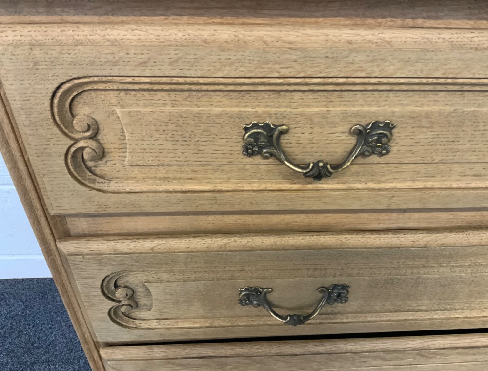 CARVED OAK BLEACHED FRENCH CHEST View III