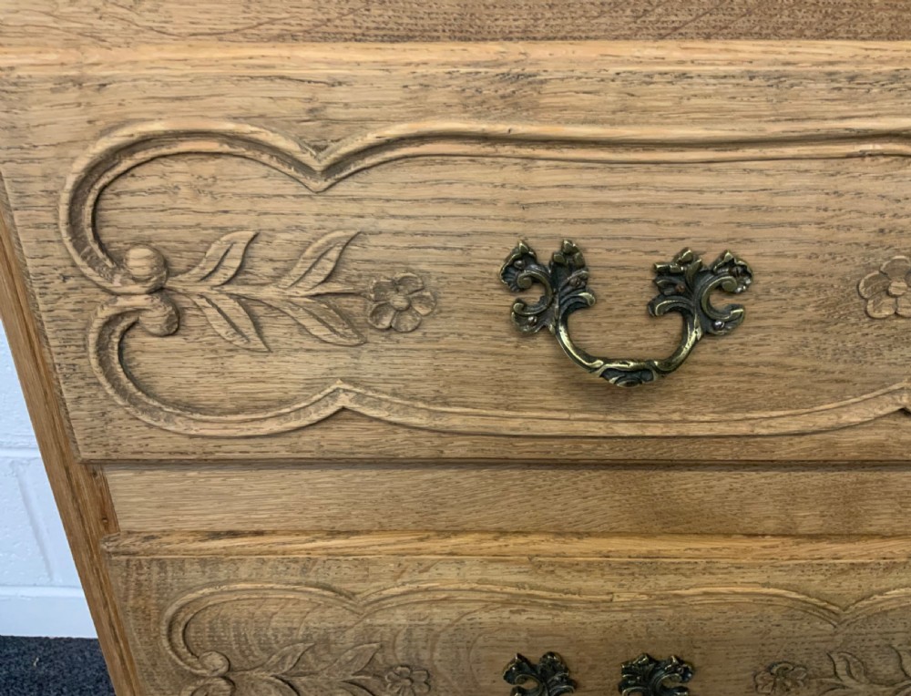 CARVED OAK BLEACHED CHEST OF DRAWERS  View VI